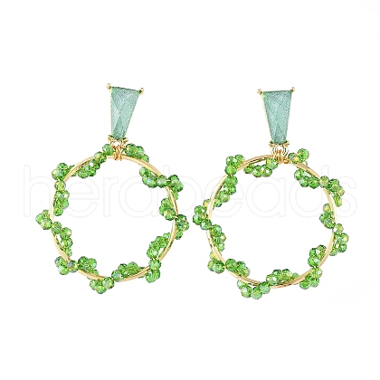 Glass Beads Dangle Ear Studs EJEW-JE03916-02-1