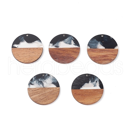 Pearlized Resin & Walnut Wood Pendants WOOD-C016-01G-1