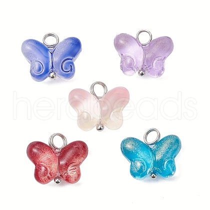 Transparent Baking Paint Glass Pendant PALLOY-JF02340-01-2S-1