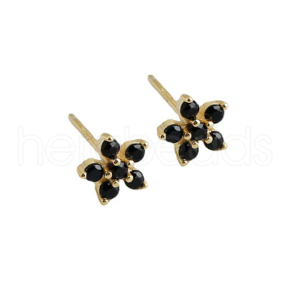 Elegant Sterling Silver Plum Cubic Zirconia Blossom Stud Earrings for Women VQ1749-9-1