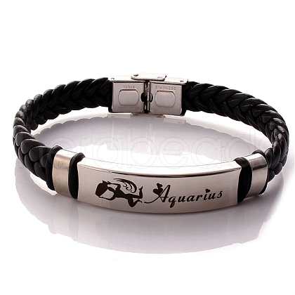 Braided Leather Cord Bracelets PW-WG99416-11-1