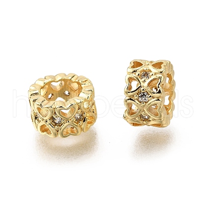 Brass Micro Pave Cubic Zirconia European Beads KK-C106-19G-1