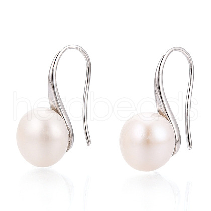 Brass Natural Pearl Dangle Earrings PEAR-N020-08C-1
