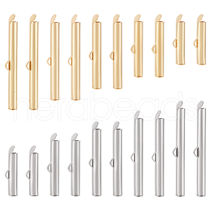 Unicraftale 60Pcs 10 Style 304 Stainless Steel Slide On End Clasp Tubes STAS-UN0035-27-1
