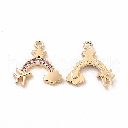 Rack Plating Eco-friendly Alloy Rhinestone Pendants FIND-A025-17G-01-1