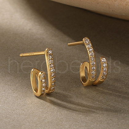 Vintage Elegant U-shaped S925 Sterling Silver Stud Earrings QG9626-1-1