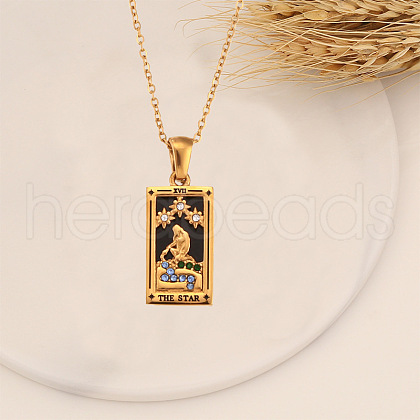 Stainless Steel Enamel Tarot Pendant Necklaces FS-WG91854-08-1