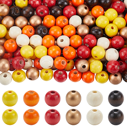SOFPLATE 240Pcs 6 Styles Natural Wood Beads Strands WOOD-SP0001-03A-1