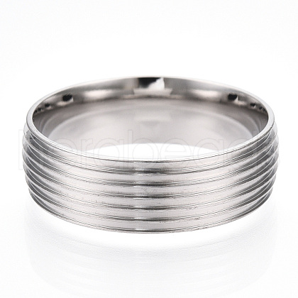 201 Stainless Steel Grooved Finger Ring Settings STAS-WH0047-02S-1