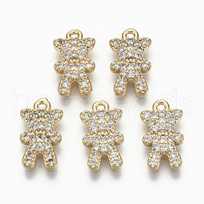Brass Micro Pave Clear Cubic Zirconia Charms RJEW-T063-65G-NF-1