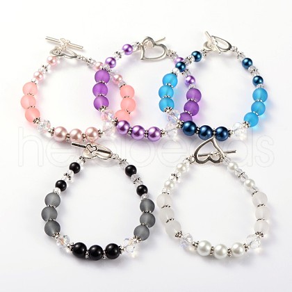 Lovely Frosted Glass Beaded Bracelets BJEW-JB01838-1