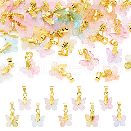36Pcs 9 Colors Baking Paint Handmade Lampwork Pendants PALLOY-TA00157-1