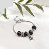 Natural Black Agate(Dyed & Heated) European Beads G-NB0001-72-2