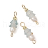 Frosted Flower Natural Cultured Freshwater Pearl & Acrylic Connector Charms PALLOY-JF03590-12-1