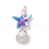 7Pcs 7 Styles Dyed Synthetic Turquoise Starfish & Alloy Sea Animals Pendants PALLOY-JF03754-02-3