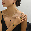 Rectangle Brass Pendant Necklaces & Stud Dangle Earrings & Charm Bracelets & Rings Sets FS-WG9F4AF-01-3
