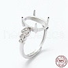 Anti-Tarnish Rhodium Plated 925 Sterling Silver Finger Ring Components STER-G027-04P-4