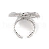 Non-Tarnish Hammered Round 304 Stainless Steel Open Cuff Ring for Women Men RJEW-Z038-02P-3