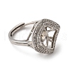 Rhombus Brass Micro Pave Clear Cubic Zirconia Adjustable Ring Settings KK-D378-34P-3
