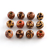 Round Printed Wood Beads WOOD-R243-13mm-M2-1