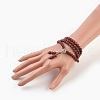 Four Loops Natural Sandalwood Beads Stretch Wrap Bracelets BJEW-JB03812-6
