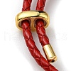 Brass Column Bar Link Bracelet with Leather Cords BJEW-G675-05G-4