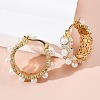 Flower Brass ABS Imitation Pearl Hoop Earrings EJEW-R016-22G-5