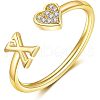 Adjustable Brass Rhinestone Cuff Rings FS-WG29D83-46-1