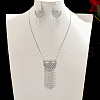 Elegant Middle Eastern Style Brass Micro Pave Cubic Zirconia Tassels Earrings & Necklaces Set for Women AS5342-4