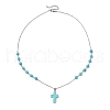 Cross Synthetic Turquoise Pendant Necklaces NJEW-JN05009-4
