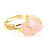 Natural Rose Quartz Nugget Adjustable Rings PW-WG84345-03-1