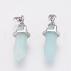 Brass Natural Amazonite Double Terminated Pointed Pendants KK-G343-11L-02P-2