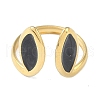 Ion Plating(IP) 304 Stainless Steel Enamel Horse Eye Open Cuff Rings for Women RJEW-L107-044G-02-2