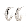 C-Shaped Brass Micro Pave Cubic Zirconia Stud Earrings for Women EJEW-G428-21P-01-4