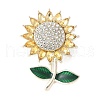 Sunflower Alloy Rhinestone Brooches for Backpack Clothes JEWB-F038-04LG-1
