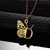 304 Stainless Steel Butterfly Initial Pendant Necklaces WG80197-04-1