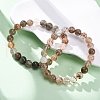 Natural Rutilated Quartz Round Beaded Stretch Bracelets for Men Women BJEW-G743-01E-2