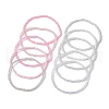 10Pcs Pink & White Rondelle Glass Seed Beaded Stretch Bracelet Sets BJEW-JB10419-2