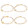 FIBLOOM 4Pcs 4 Style 304 Stainless Steel Jesus & Cross Link Bracelets Set with 201 Stainless Steel Beaded Chains BJEW-FI0001-35-1