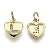 Brass Micro Pave Clear Cubic Zirconia Charms KK-N227-34L-NF-1
