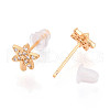 Leaf Brass Micro Pave Clear Cubic Zirconia Stud Earrings EJEW-T047-44G-2
