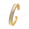 Brass Pave Camellia Cubic Zirconia Open Cuff Bangles for Women BJEW-M312-01D-G-1