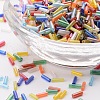 Transparent Colours Rainbow Glass Bugle Beads X-TSDB6MM-M-1