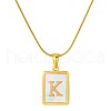 Stainless Steel Snake Bone Chain Alphabet Necklace with Shell Pendant WD3660-11-1