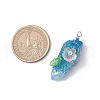 Electroplated Raw Natural Quartz Crystal Teardrop Copper Wire Wrapped Pendants PALLOY-JF03842-02-2