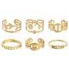 6Pcs 6 Style Star & Moon & Coffee Bean 304 Stainless Steel Finger Ring Sets for Women RJEW-TZ0001-01-2