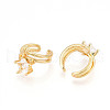 Brass Micro Pave Clear Cubic Zirconia Cuff Earrings KK-T074-33G-3