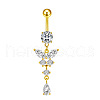 316L Surgical Stainless Steel Cubic Zirconia Butterfly Curved Barbell Dangle Belly Rings WGB11C1-09-2