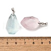 2Pcs 2 Styles Natural Aquamarine & Morganite Faceted Teardrop Pendants G-Z078-01P-2
