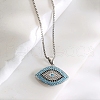 Brass Deep Sky Blue Cubic Zirconia Evil Eye Pendant Box Chain Necklaces VS0451-1-1